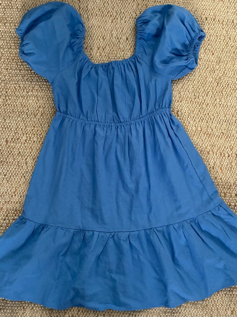 Love Tree Blue Midi Dress Women’s Medium Puff Sleeve Boho Flowy Summer Dress